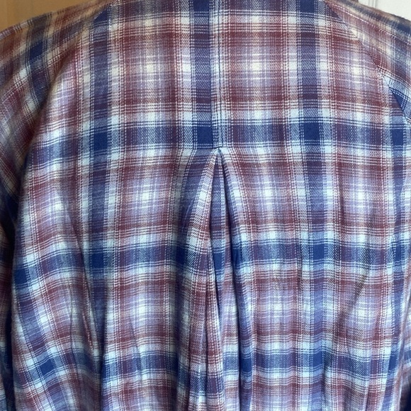 MUDD Women’s Tie Front Top Blue Wine White Plaid V-Neck Button Down Sz XL NWT - Picture 7 of 10